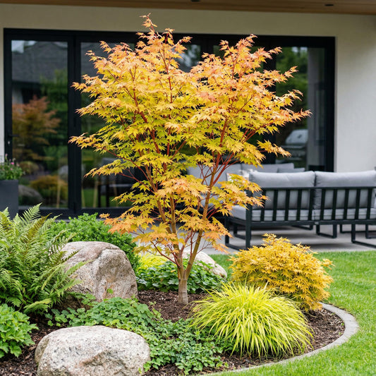 Green boutiQ - Gartenpflanze - Acer palmatum Sangokaku - Japanischer Ahorn - Laubabwerfend - Grün - 1 - Topf 26cm - Höhe 90cm 