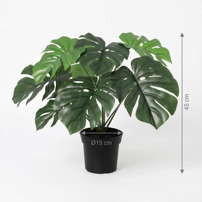 Monstera Deliciosa Kunstpflanze 45cm – Fensterblatt Deko Pflanze – Pflegefreie Zimmerpflanze für Wohnzimmer Büro & Fensterbank - Oasis of Life