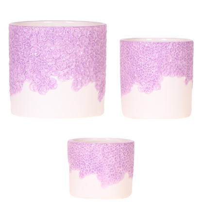 3er Übertopf-Set Lila Keramik Dekorative Pflanztöpfe für Zimmerpflanzen Ø6cm