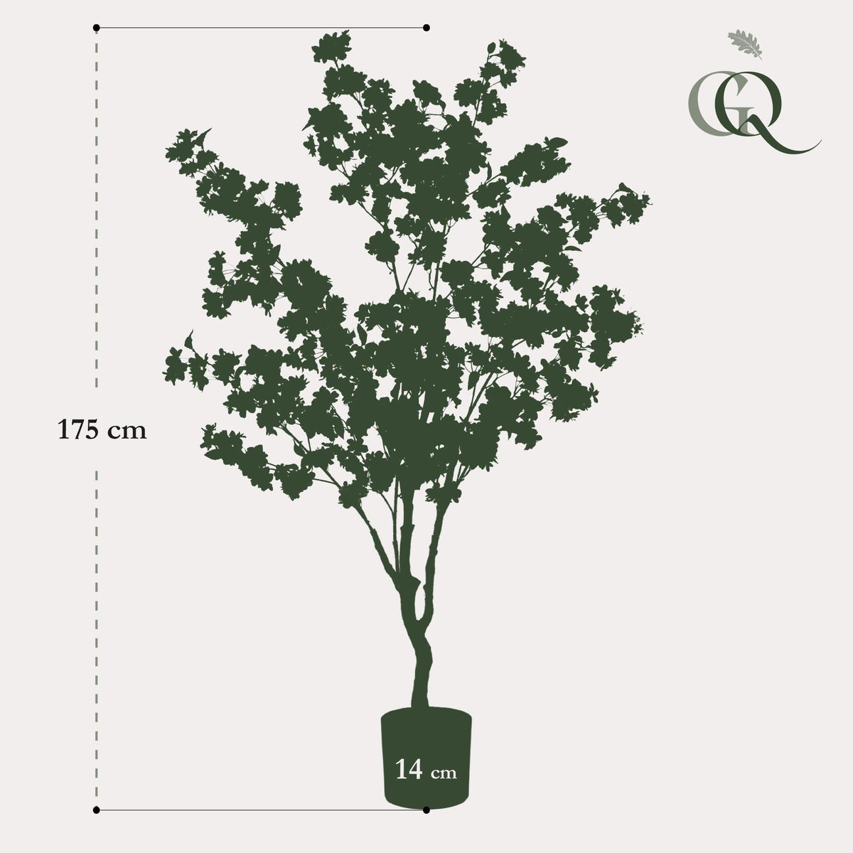 Kunstpflanze Prunus – Kirschblüte Rosa – 135 cm – Dekorative blühende Zimmerpflanze ohne Pflege 