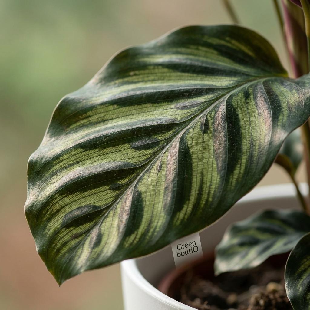 Calathea Makoyana Pfauen Korbmarante 70cm – Zimmerpflanze im weißen Übertopf Ø19cm – dekorative Blattzeichnung mit violetter Unterseite – pflegeleicht, luftreinigend für Wohnung & Büro 