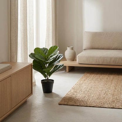 Ficus lyrata Kunstpflanze 40cm – Kompakte Geigenfeige Deko Pflanze – Pflegefreie Zimmerpflanze für Fensterbank Büro & Regal - Oasis of Life
