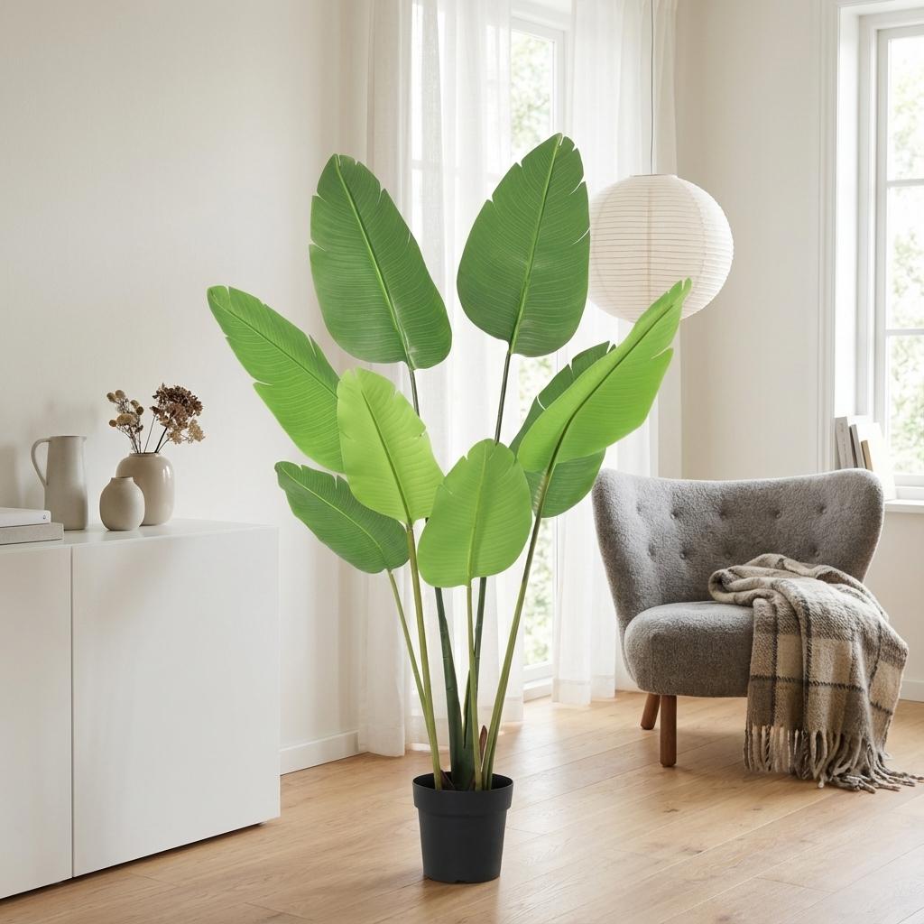 Strelitzia Nicolai Kunstpflanze 155cm – Paradiesvogelblume Deko Pflanze – Pflegefreie Zimmerpflanze für Wohnzimmer Büro & Empfangsbereich - Oasis of Life