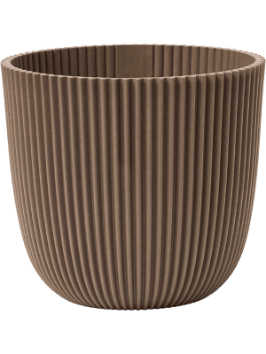 Topf Capi Nature Groove Warm Taupe – Ø22cm – Nachhaltiger Übertopf mit natürlicher Rillenstruktur – Baumrinden-Design – Für Zimmerpflanzen – Modern & Robust 