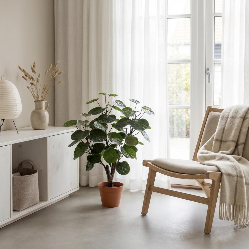 Polyscias Fabian Kunstpflanze 55cm – Dekorative Aralie Deko Pflanze – Pflegefreie Zimmerpflanze für Wohnzimmer Büro & Regal - Oasis of Life