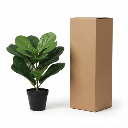 Ficus lyrata Kunstpflanze 40cm – Kompakte Geigenfeige Deko Pflanze – Pflegefreie Zimmerpflanze für Fensterbank Büro & Regal - Oasis of Life
