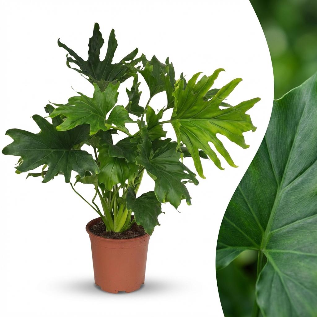 Green boutiQ - Zimmerpflanze - Philodendron - Philodendron Lickety split - Grün - Pflegeleicht - 1 Pflanze - Topf 19cm - Höhe 70cm 