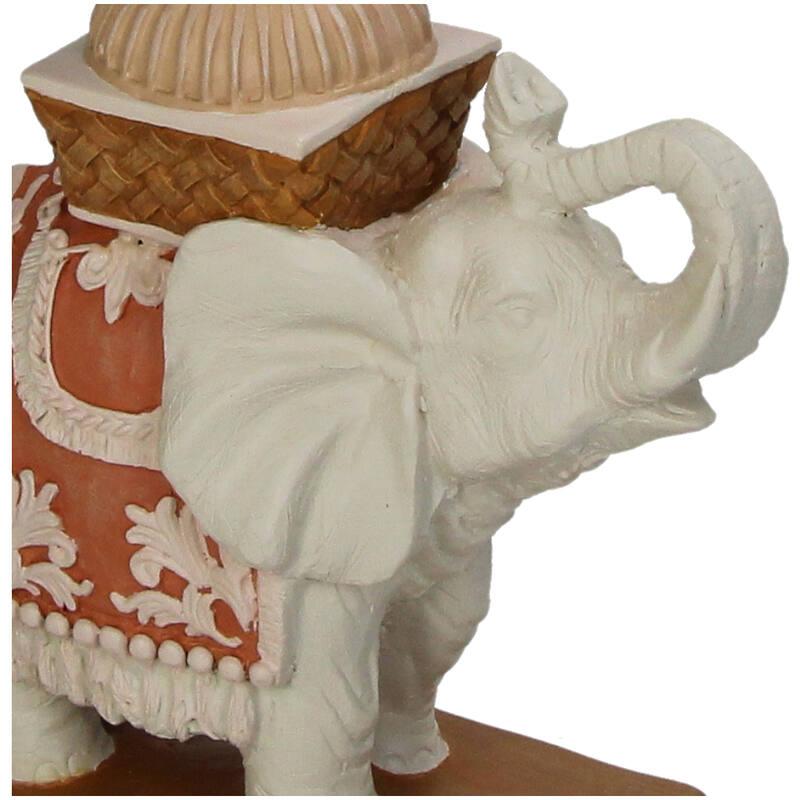Kerzenständer Elefant Rosa/Grün – Polyresin – 34,5cm – Exotische Deko für Tisch, Sideboard & Fensterbank 