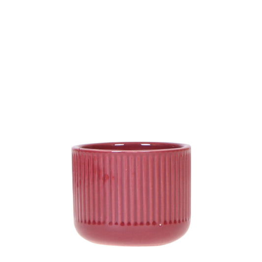 Flare Dekotopf Red – Stilvoller Retro-Blumentopf Ø6cm – Rotes Rillenmuster – Bold Seventies Design 