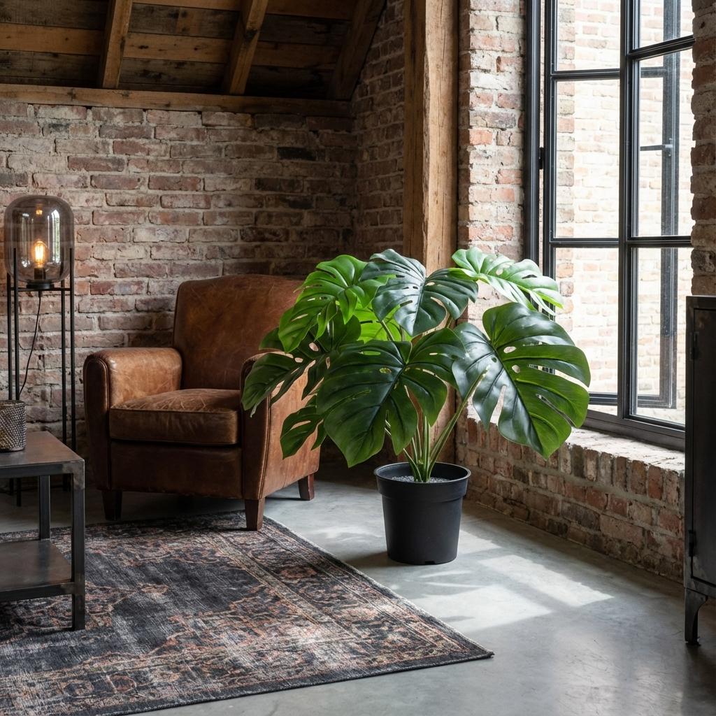 Monstera Deliciosa Kunstpflanze 45cm – Fensterblatt Deko Pflanze – Pflegefreie Zimmerpflanze für Wohnzimmer Büro & Fensterbank - Oasis of Life