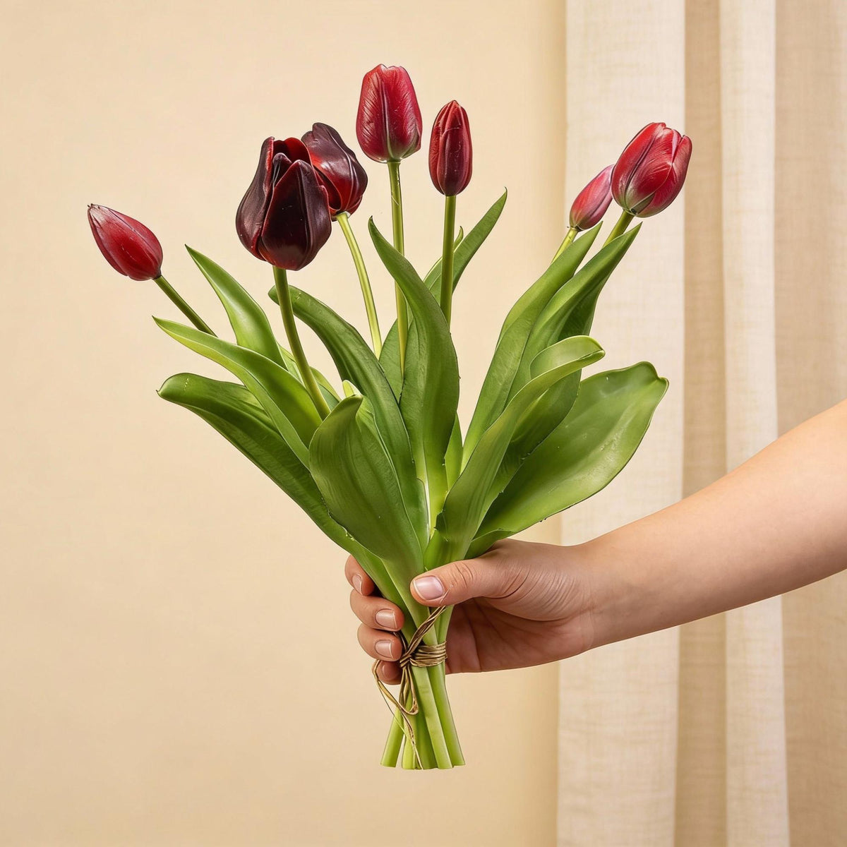 Tulpenstrauß Dunkelrot Real Touch Kunsttulpen