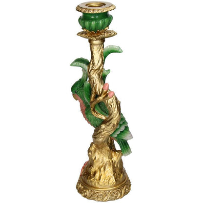 Kerzenständer Bunter Vogel 33,5 cm – Polyresin-Kerzenhalter Grün – Verspieltes Wohnaccessoire & dekorativer Vogel-Kerzenleuchter 