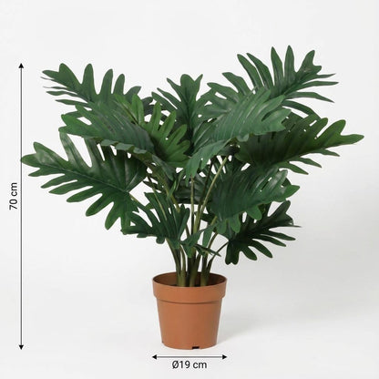Philodendron Selloum Kunstpflanze 70cm – Große Blätter Deko Pflanze – Pflegefreie Zimmerpflanze für Wohnzimmer Büro & Regal - Oasis of Life