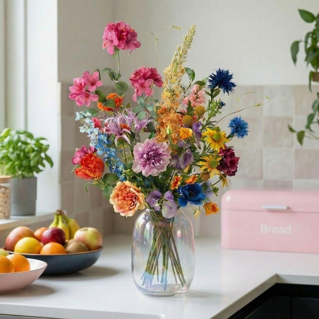 Kunstblumenstrauß - Summer Garden Deluxe - Real Touch - 19 Stiele - ↑ 100 cm 