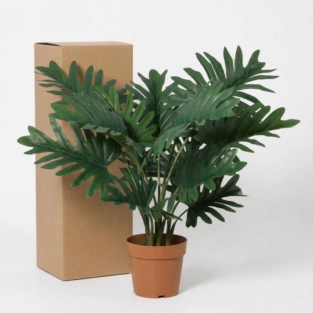 Philodendron Selloum Kunstpflanze 70cm – Große Blätter Deko Pflanze – Pflegefreie Zimmerpflanze für Wohnzimmer Büro & Regal - Oasis of Life