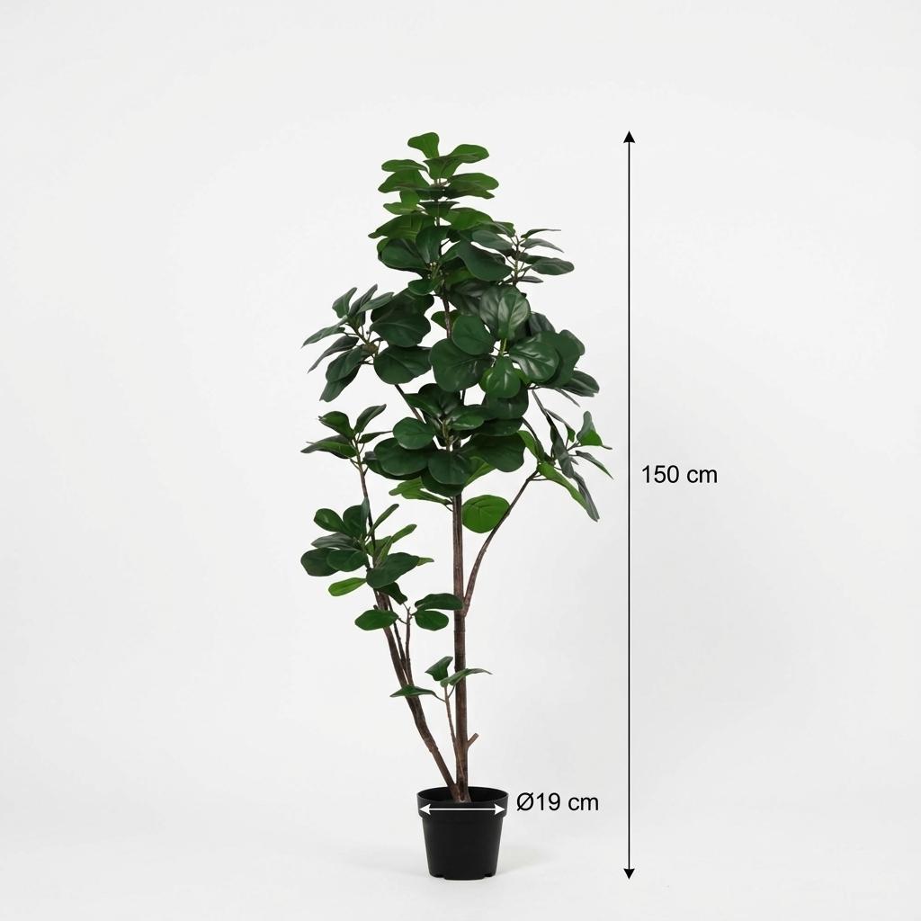 Ficus lyrata Kunstpflanze 150cm – Große Geigenfeige Deko Pflanze – Pflegefreie Zimmerpflanze für Wohnzimmer Büro & Empfangsbereich - Oasis of Life