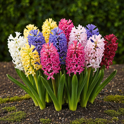 GreenboutiQ - Blumenzwiebeln - Hyazinthenmix - Verschiedene Farben - 10 Stück - Zwiebelgröße 14/15 - XXL Pack 