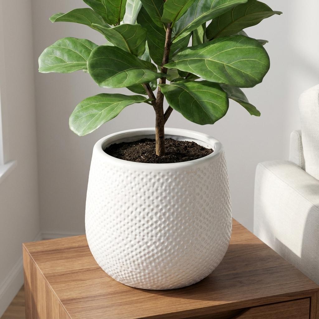 Topf Gabriel Rund Weiß Moderner Keramik Blumentopf D14cm