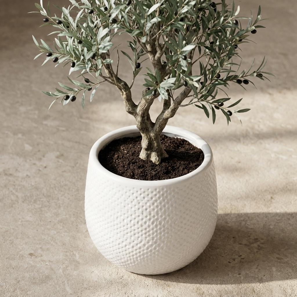 Topf Gabriel Rund Weiß Moderner Keramik Blumentopf D14cm