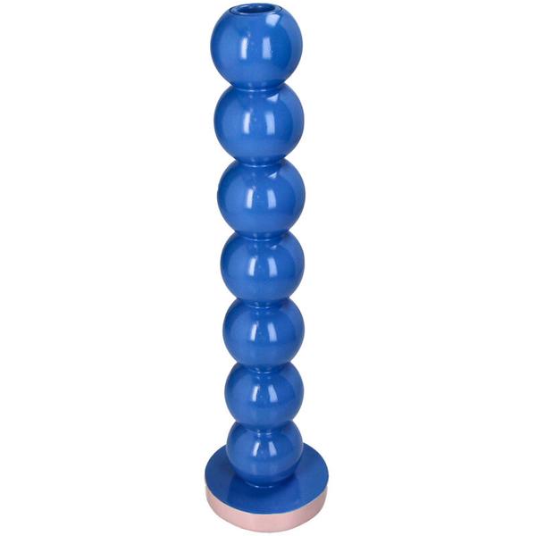 Kerzenständer Smiley – Blaue Kugeln – 9x9x36 cm – Dekorativer Kerzenhalter – Gute-Laune-Design 