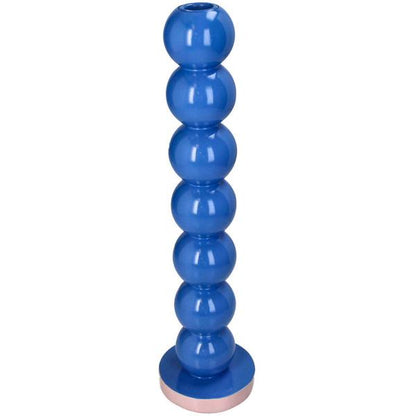 Kerzenständer Smiley – Blaue Kugeln – 9x9x36 cm – Dekorativer Kerzenhalter – Gute-Laune-Design 