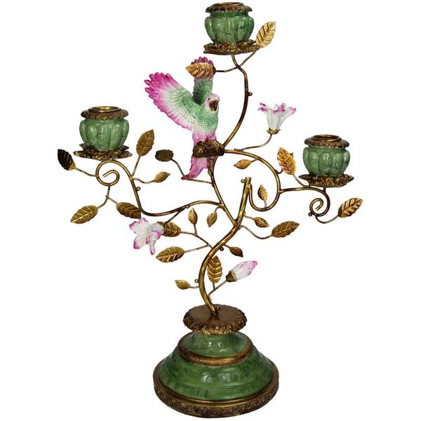 Kerzenhalter Vogel – Polyresin – 26x13x37cm – Bunter Deko-Kerzenständer – Für Wohnzimmer, Schlafzimmer & Flur – Verspieltes Design 