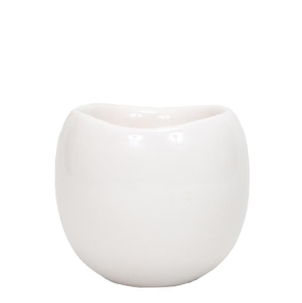 Blumentopf Bowl – Weiß – Keramik-Ziertopf Ø9cm – Handgefertigter Übertopf mit Wellenrand – Für Zimmerpflanzen & Sukkulenten 