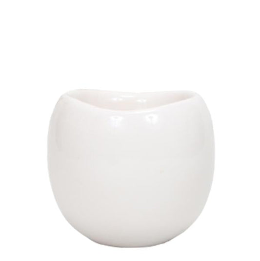 Blumentopf Bowl – Weiß – Keramik-Ziertopf Ø9cm – Handgefertigter Übertopf mit Wellenrand – Für Zimmerpflanzen & Sukkulenten 