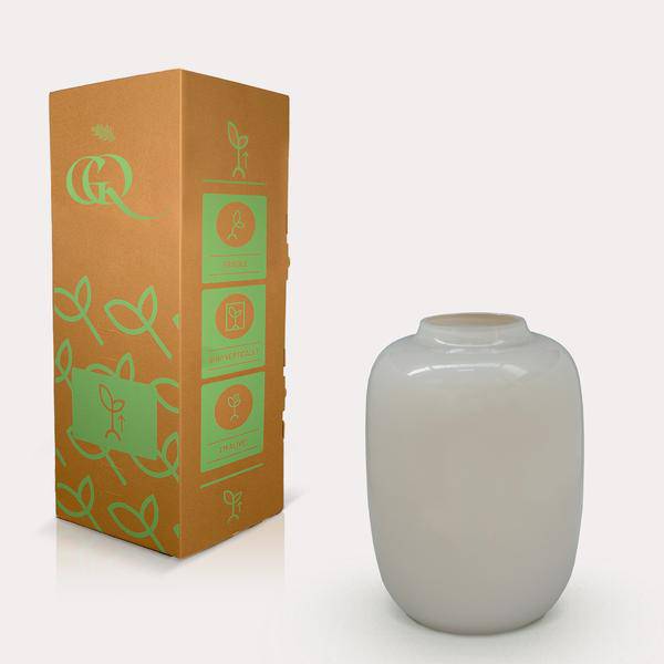 Glas Vase - H35cm - B25cm - Artic Ivory 