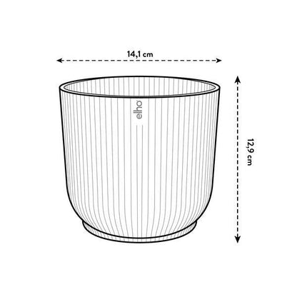 Pflanztopf Vibes Fold – Rosa – D14cm x H13cm – Moderner Blumentopf mit Rillenstruktur – Mit Wasserablauf – Dekorativer Übertopf aus Kunststoff für Zimmerpflanzen – Für Wohnzimmer & Fensterbank 