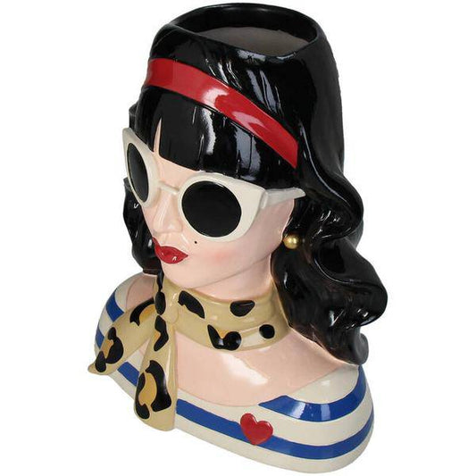 Vase Fashion Lady „Sophie“ – 29 cm – Design-Vase im Damenkopf-Stil – Modernes Wohnaccessoire aus Polyresin – Deko für Sideboard, Tisch oder Fensterbank 