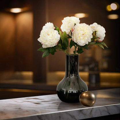 Künstliche Blumen - Blumenstrauß - Solo - Creme - Pfingstrosen - 65cm - 5 Stück 