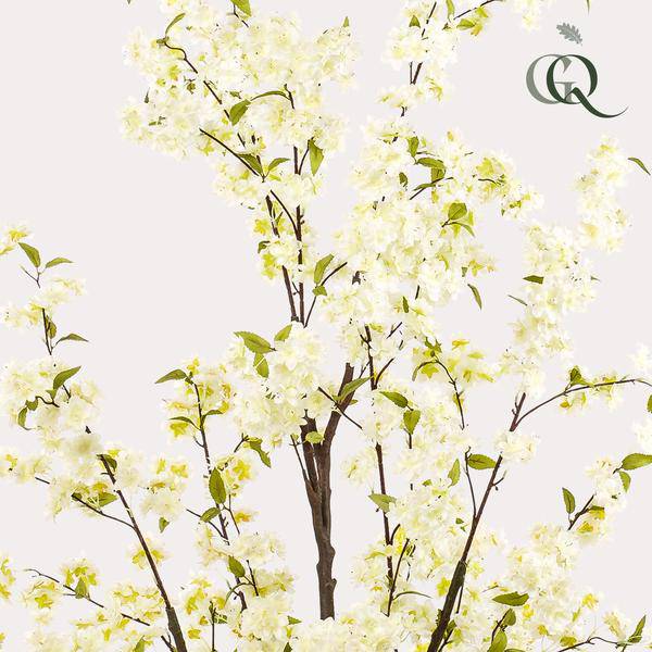 Künstliche Kirschblüte Prunus – Weiß – ↕175cm – Hochwertige Kunstpflanze für Innenräume – Täuschend echt – Dekoration für Wohnzimmer, Büro & Empfang 