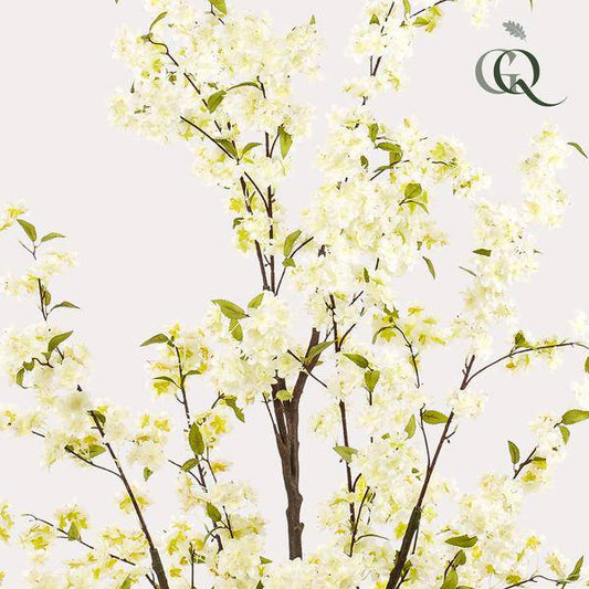 Künstliche Kirschblüte Prunus – Weiß – ↕175cm – Hochwertige Kunstpflanze für Innenräume – Täuschend echt – Dekoration für Wohnzimmer, Büro & Empfang 