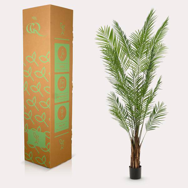 Areca Lutescens Goldpalme – Künstliche Zimmerpflanze – Tropische Palme 240 cm – pflegeleichte Dekoration für Wohnzimmer, Büro & Innenräume 