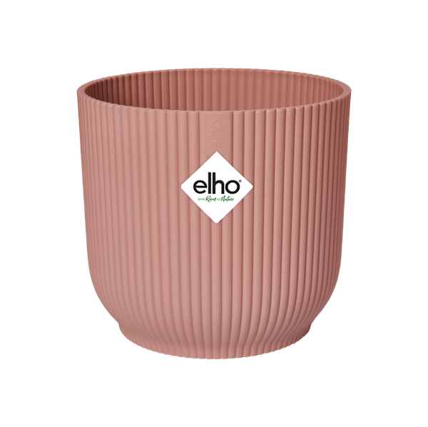 Pflanztopf Vibes Fold – Rosa – D14cm x H13cm – Moderner Blumentopf mit Rillenstruktur – Mit Wasserablauf – Dekorativer Übertopf aus Kunststoff für Zimmerpflanzen – Für Wohnzimmer & Fensterbank 