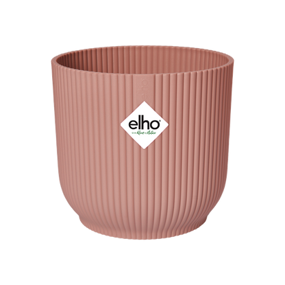 Pflanztopf Vibes Fold – Rosa – D14cm x H13cm – Moderner Blumentopf mit Rillenstruktur – Mit Wasserablauf – Dekorativer Übertopf aus Kunststoff für Zimmerpflanzen – Für Wohnzimmer & Fensterbank 