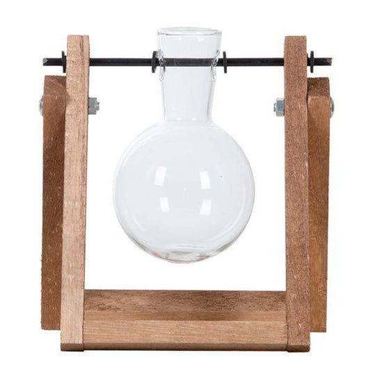 Stecklingsständer - 1 Glasvase - Hydrokulturvase für Stecklinge - Holz - Anbaustation 