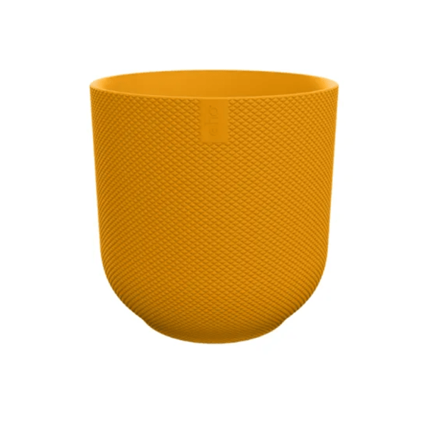 Blumentopf Jazz Rund Bernsteingelb – Ø23cm – Höhe 21cm – moderner Kunststoff-Pflanzkübel – dekorativer Übertopf für Innen- und Außenbereich 