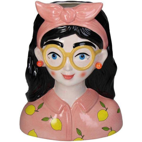Design-Vase „Kylie“ – Künstlerische Damen-Vase aus Dolomit – 27 cm hoch – Farbiges Muster – Dekovase & Dekoobjekt – Skulpturales Wohnaccessoire 