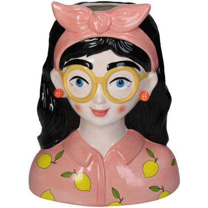 Design-Vase „Kylie“ – Künstlerische Damen-Vase aus Dolomit – 27 cm hoch – Farbiges Muster – Dekovase & Dekoobjekt – Skulpturales Wohnaccessoire 