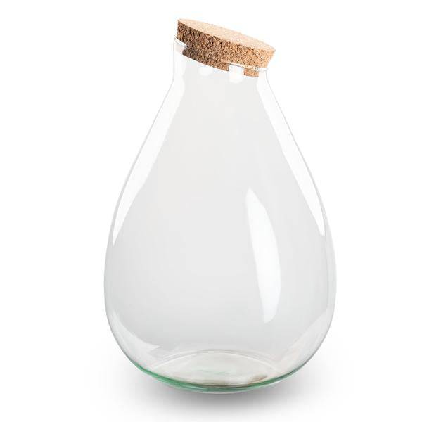Flaschengarten - Terrarienflasche mit Kork - Geschlossenes Terrarium - Tropfen XL - ↑37cm – Aus recyceltem Glas 
