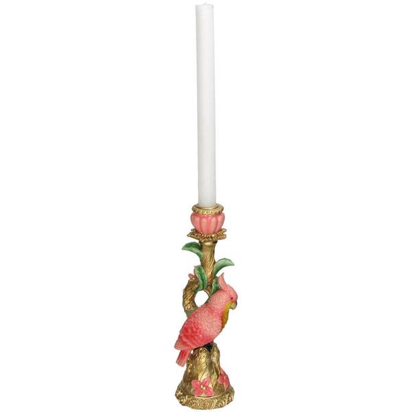 Kerzenständer Pink Parrot – Rosa Vogel – 9x8x28cm – Dekorativer Kerzenhalter im verspielten Design – Für Stabkerzen – Wohnaccessoire 