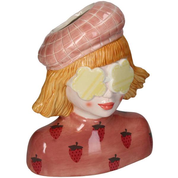 Vase Girl Strawberry – Pink Tontopf – ↑24 cm – Verspielte Deko-Vase – Für Blumen & Wohnraum – Charmantes Design 