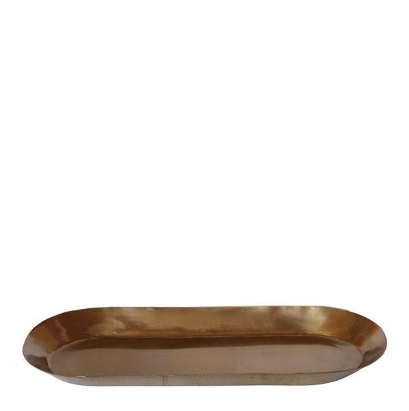 Ovales Tablett – Gold – Metalltablett 30x13cm – Dekoteller für Pflanzen, Töpfe & Wohnaccessoires – Stilvolle Ablage für Orchideen & Deko-Sets 
