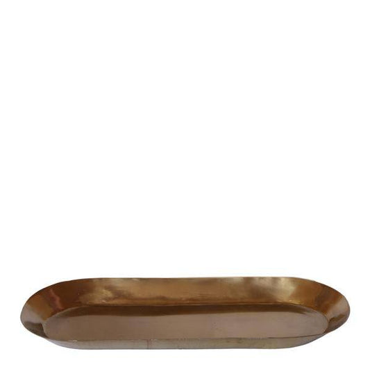 Ovales Tablett – Gold – Metalltablett 30x13cm – Dekoteller für Pflanzen, Töpfe & Wohnaccessoires – Stilvolle Ablage für Orchideen & Deko-Sets 