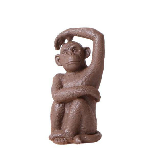 Ornament Dekoskulptur Sitzender Affe – Braun – Handgefertigte Polystone-Figur – 13cm – Dekoration für Zuhause & Pflanzenarrangements 