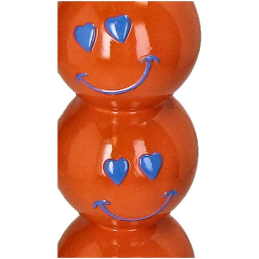 Kerzenhalter Smiley – Polyresin – Orange – 9x9x26,5cm – Fröhlicher Deko-Kerzenständer – Für Innenbereiche – Verspieltes Design für Zuhause 