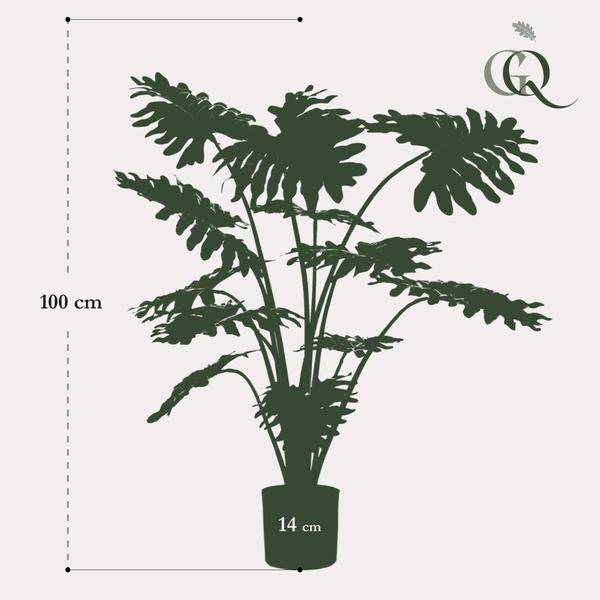 Kunstpflanze Philodendron – 80 cm – Realistische Zimmerpflanze – Pflegefrei – Flexibel formbar – Für Wohnzimmer, Büro & Hängeampel – Tropischer Look 