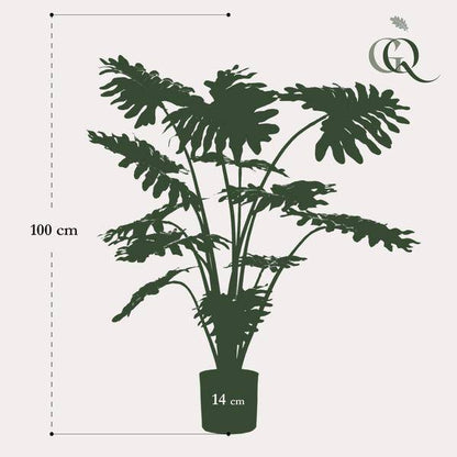 Kunstpflanze Philodendron – 80 cm – Realistische Zimmerpflanze – Pflegefrei – Flexibel formbar – Für Wohnzimmer, Büro & Hängeampel – Tropischer Look 